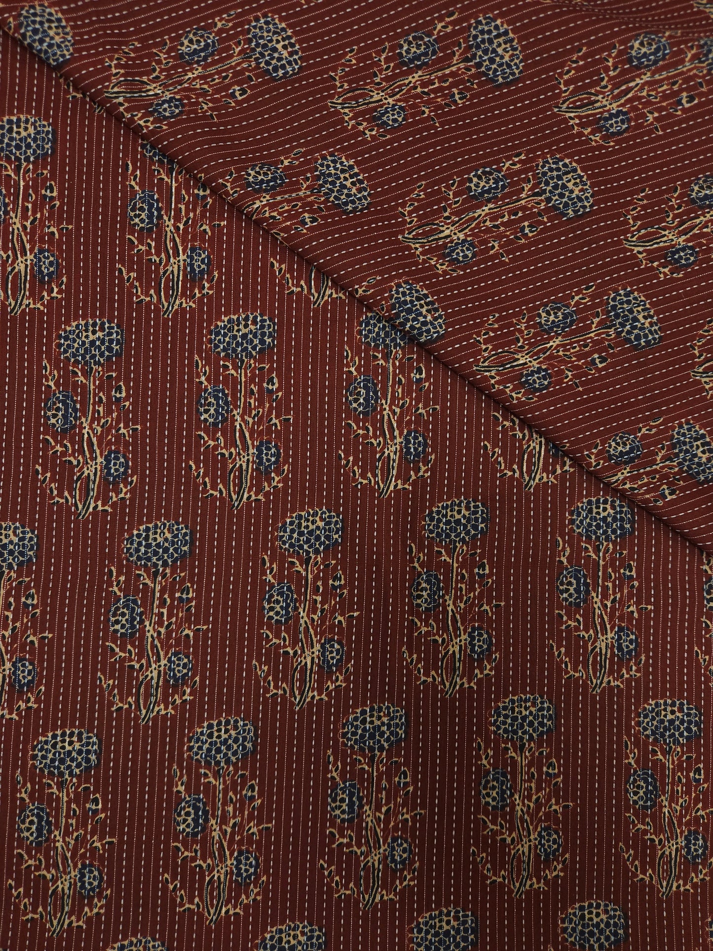 Rust Botanical Print Cotton Suit Set