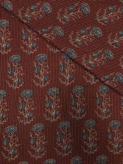 Rust Botanical Print Cotton Suit Set