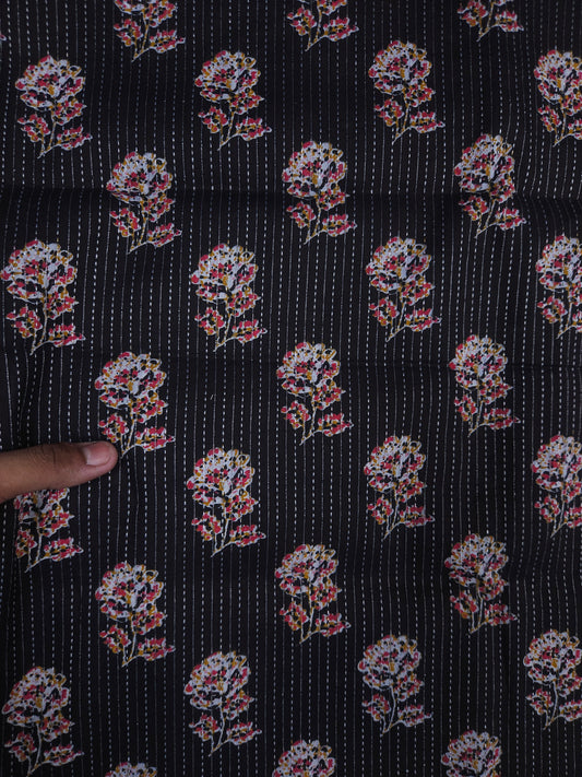 Black Floral Buta Cotton Suit Set