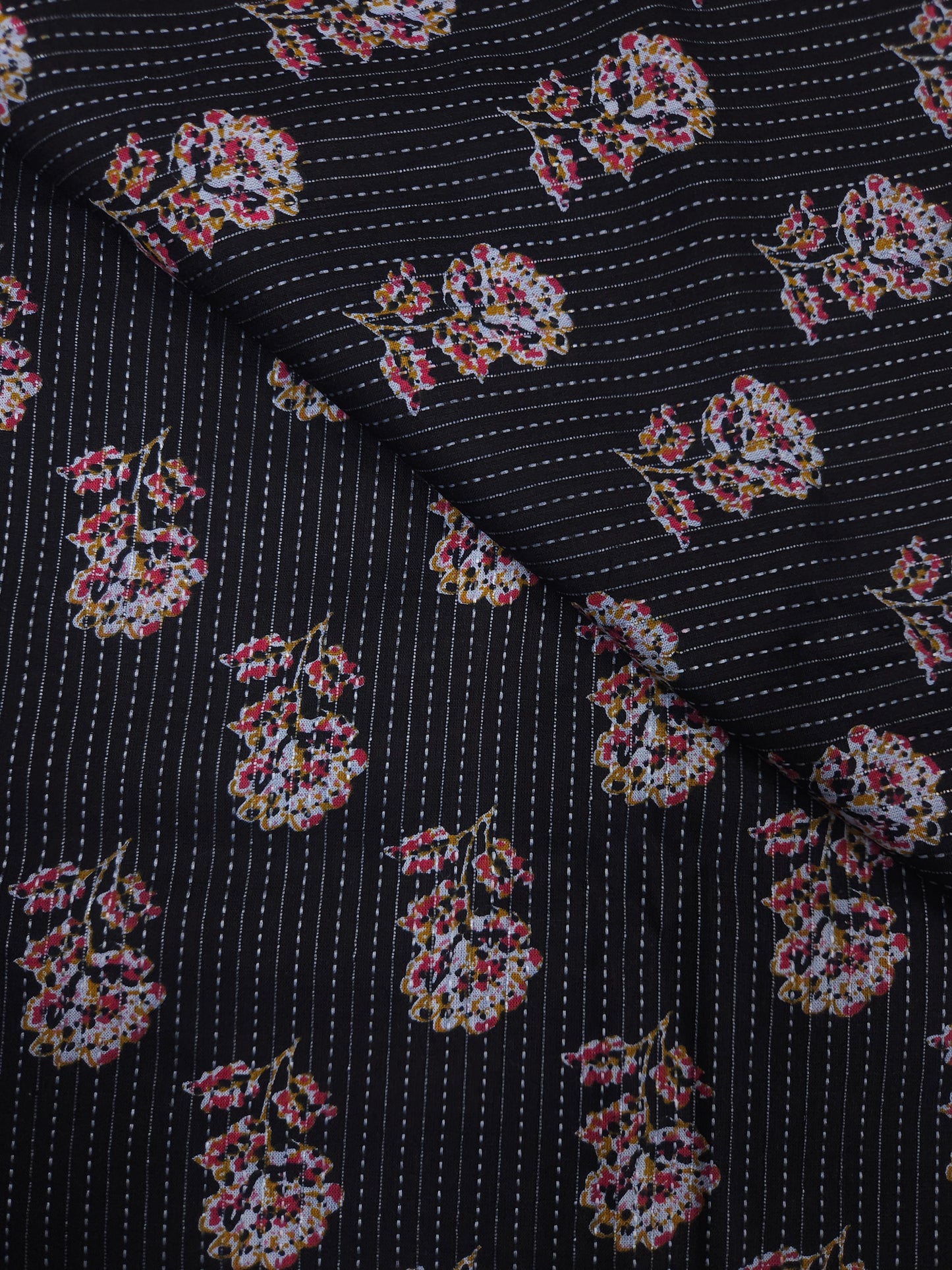 Black Floral Buta Cotton Suit Set