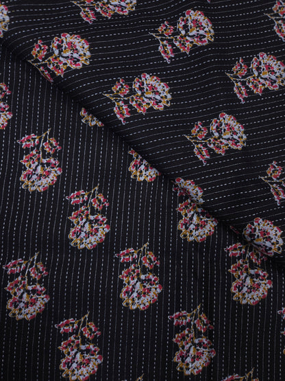 Black Floral Buta Cotton Suit Set