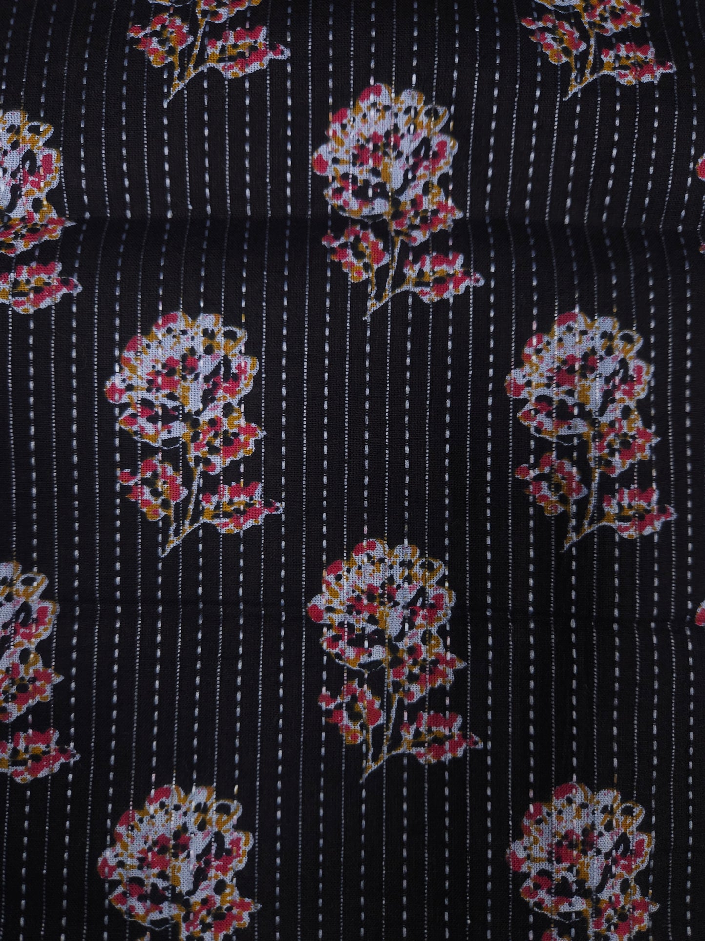 Black Floral Buta Cotton Suit Set