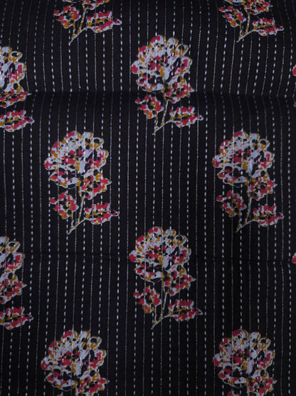 Black Floral Buta Cotton Suit Set