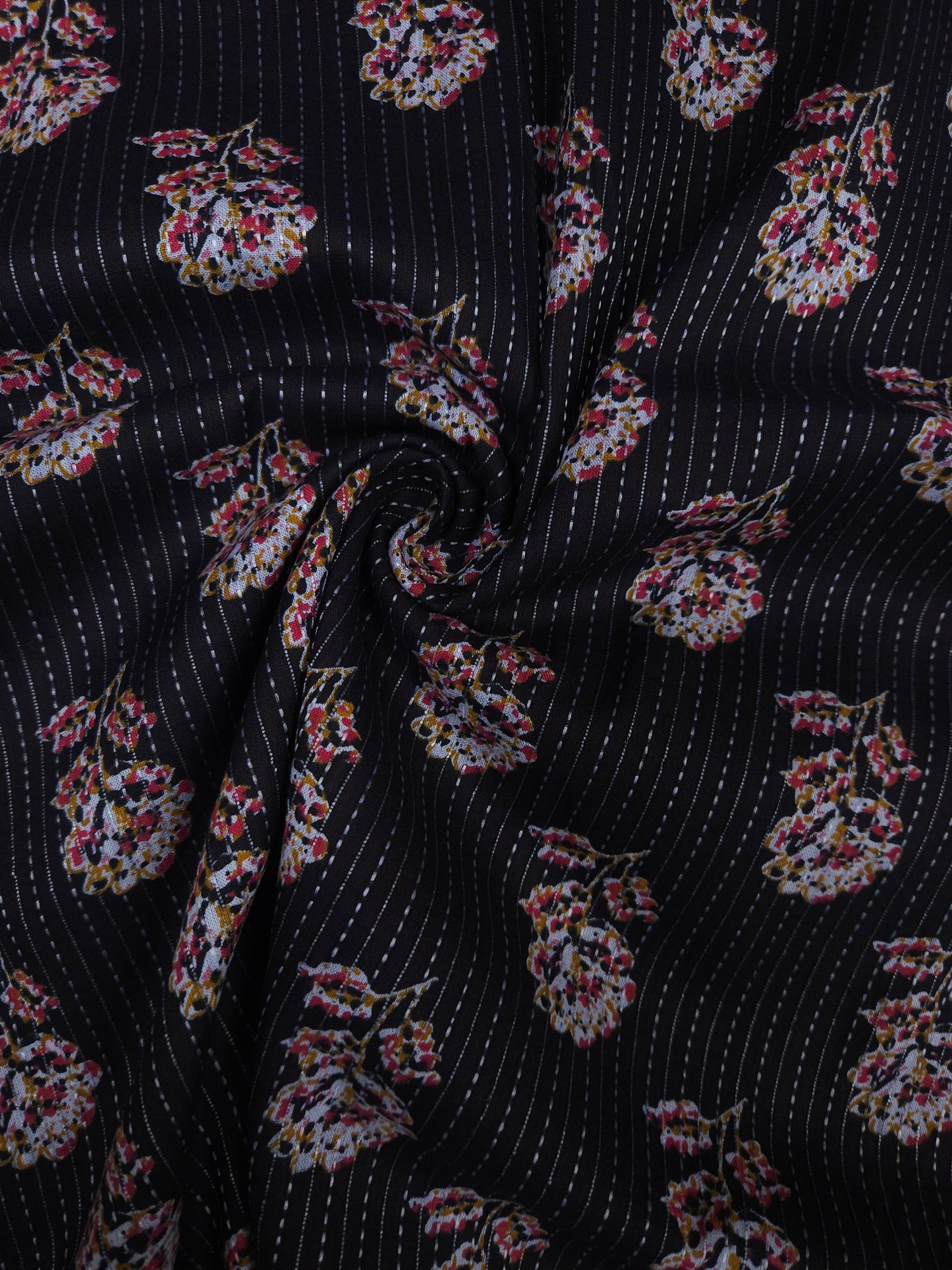 Black Floral Buta Cotton Suit Set