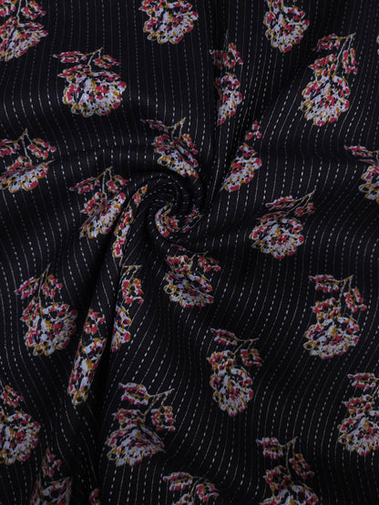 Black Floral Buta Cotton Suit Set