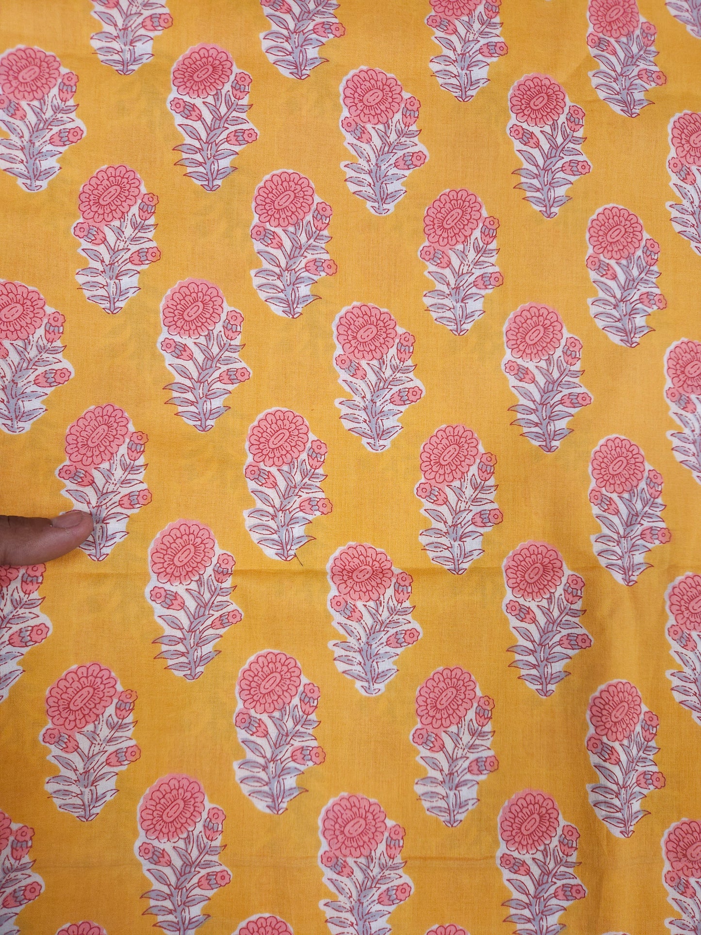 Mustard Blossom Handblock Style Cotton Suit Set