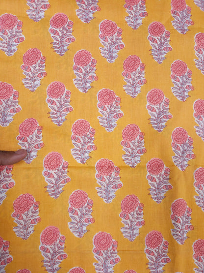 Mustard Blossom Handblock Style Cotton Suit Set