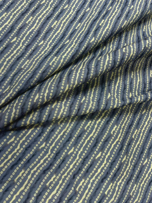 Grey Ikat Style Muslin Fabric