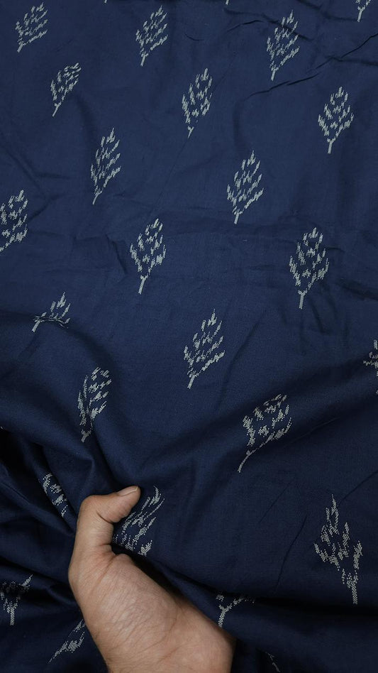 Blue Leaf Ikat Cambric Cotton