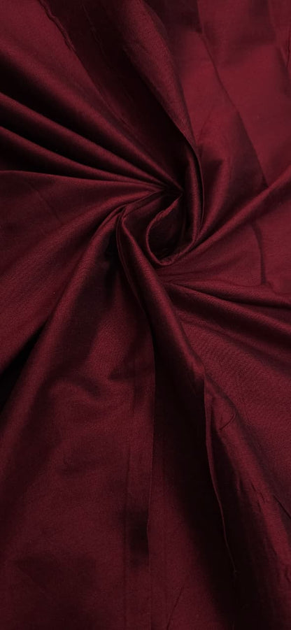 Wine Red Cotton Silk Fabric