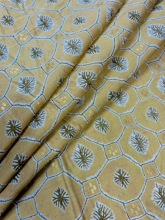 Beige Geometric Muslin Fabric