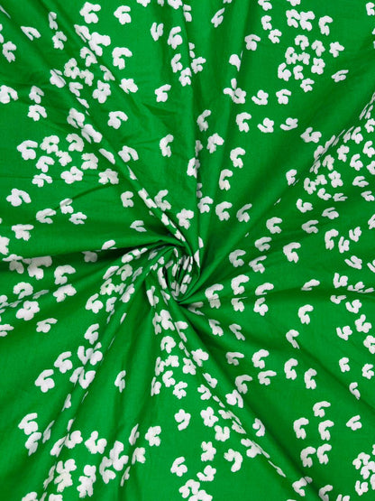 Emerald Petal Drift Cotton poplin Fabric