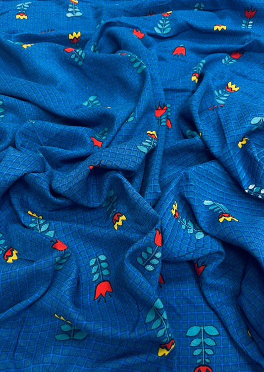 Indigo Minimal Rayon Fabric