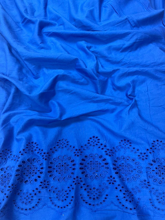 Cobalt Blue Border Chicken Cotton Fabric