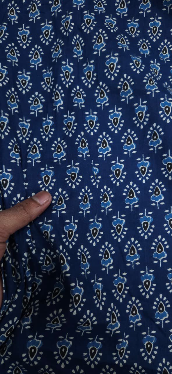 Indigo Small Motif Pure Cotton Fabric