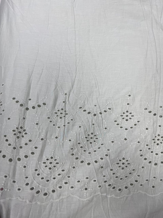 White Classic Border Chicken Cotton Fabric