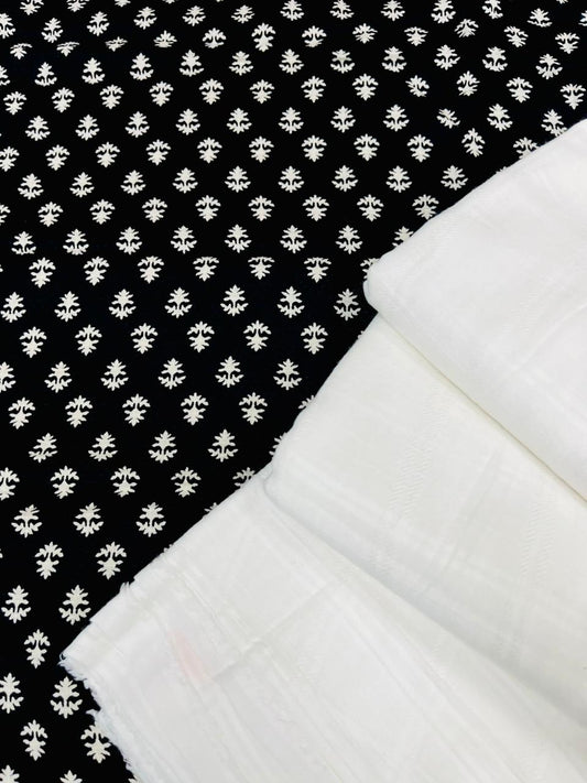Classic Black Buta Cotton Suit Set
