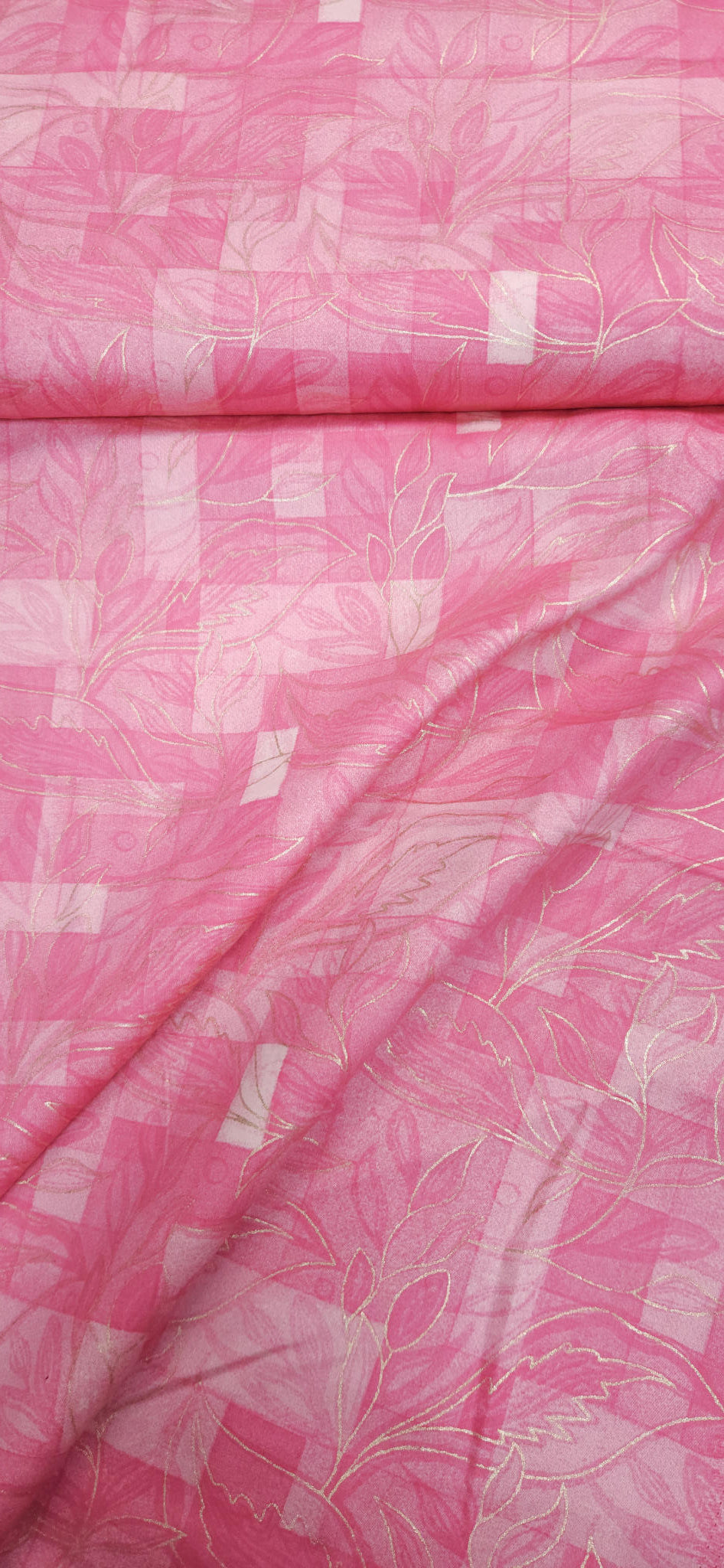 Premium Pink Jaam Cotton Fabric with Gold Detailing