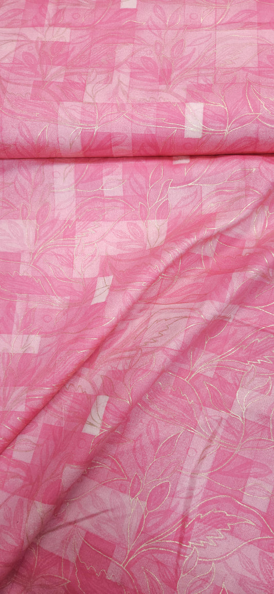 Premium Pink Jaam Cotton Fabric with Gold Detailing