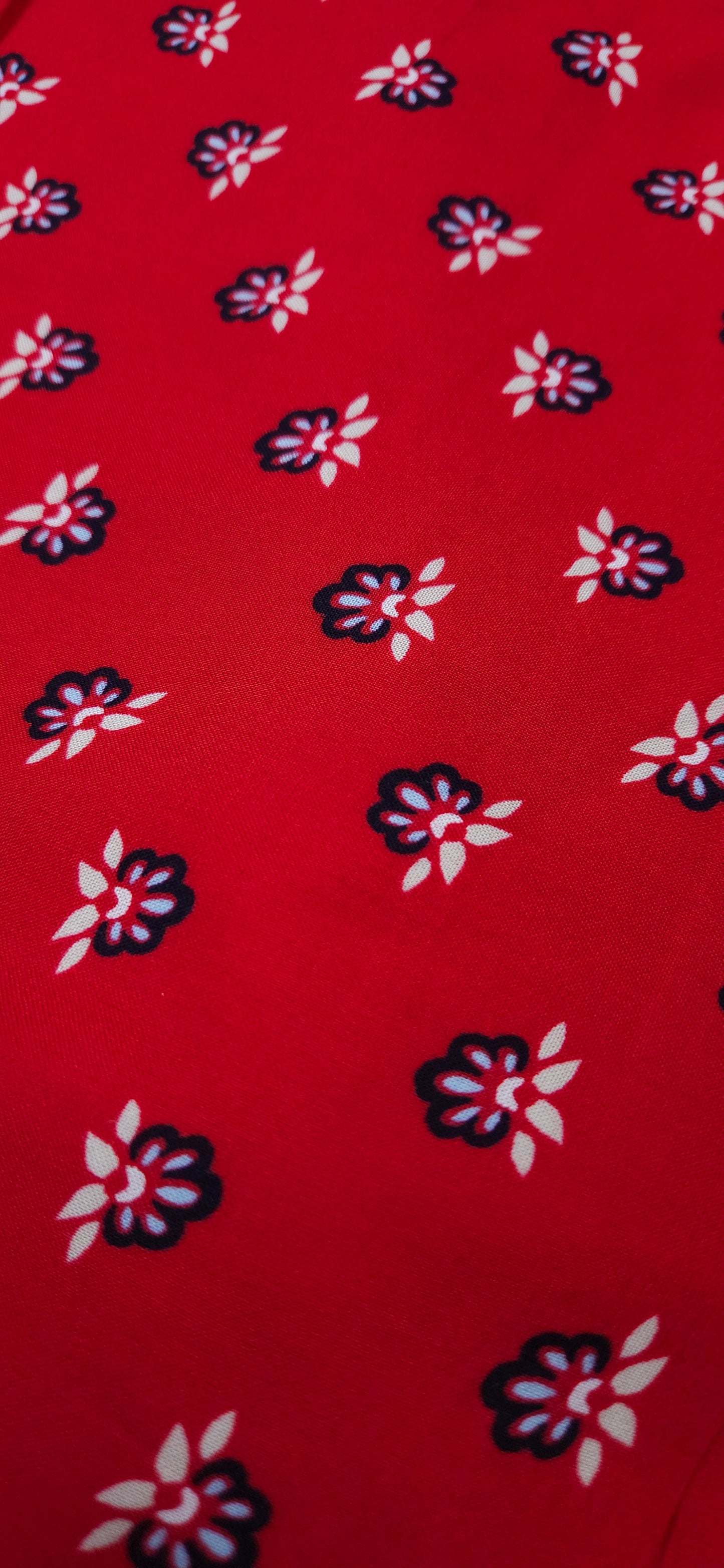 Red Floral Modal Rayon Fabric - (60 inch Width)