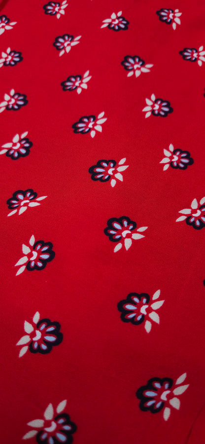 Red Floral Modal Rayon Fabric - (60 inch Width)