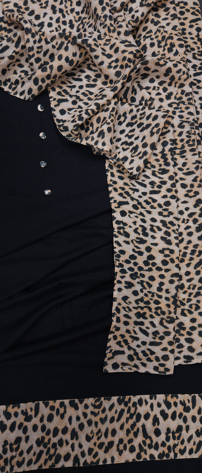 Noir Leopard Semi-Stitched Suit