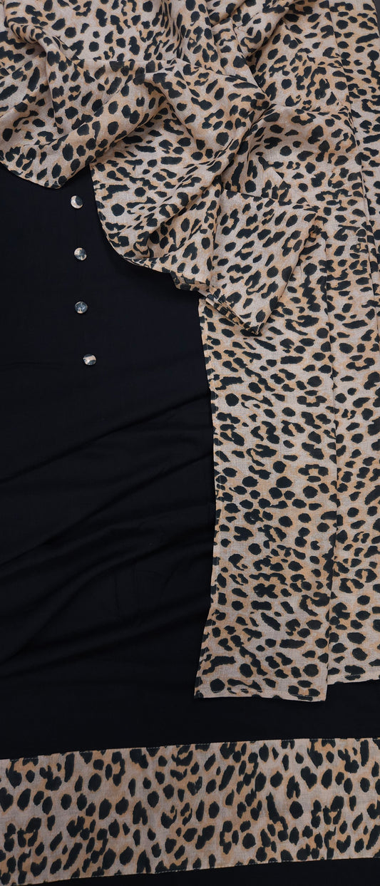 Noir Leopard Semi-Stitched Suit