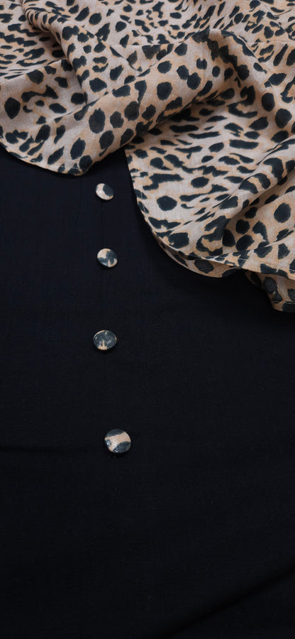 Noir Leopard Semi-Stitched Suit