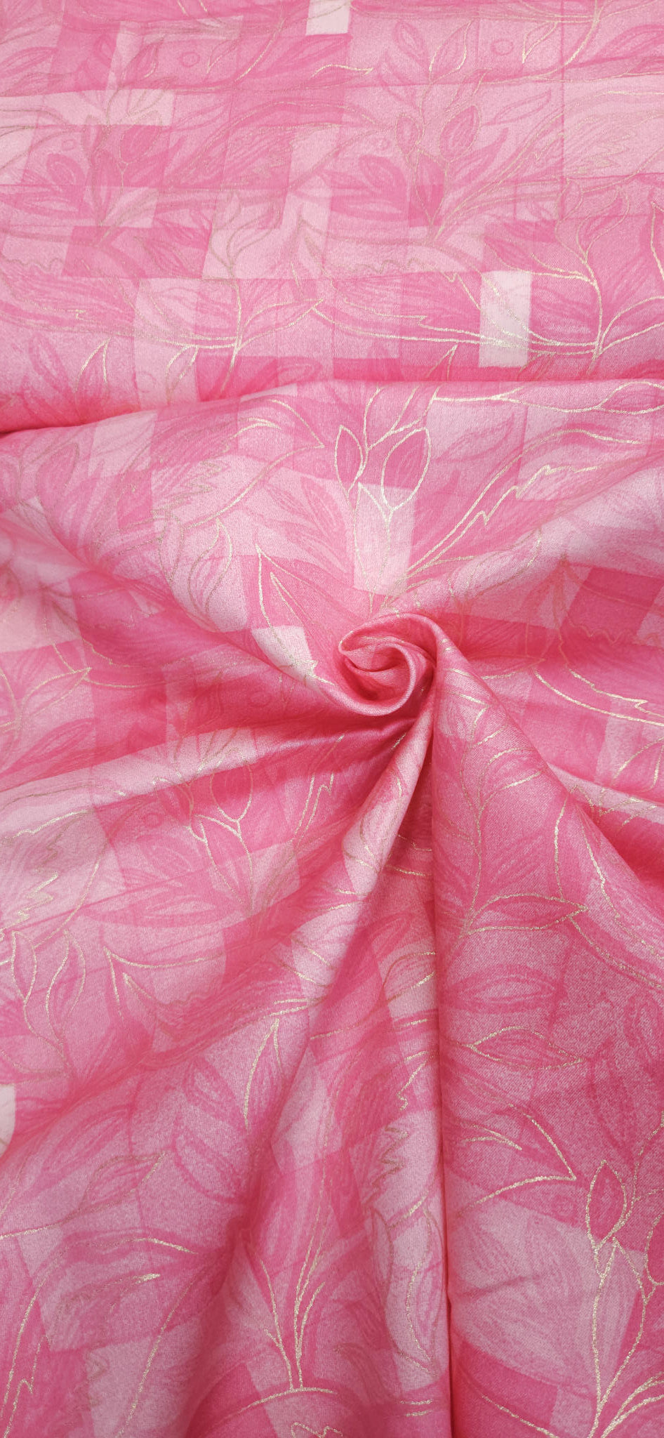 Premium Pink Jaam Cotton Fabric with Gold Detailing