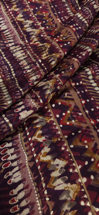 Premium Maroon Ethnic Jaam Cotton Fabric with Geometric Print