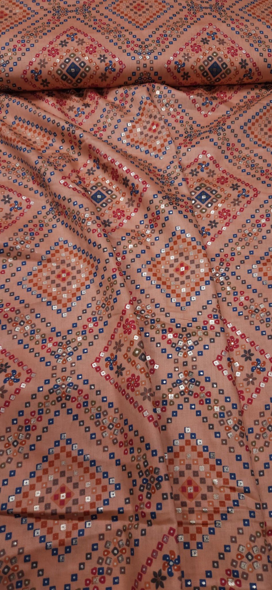 Peach Ethnic Jaam Cotton Fabric