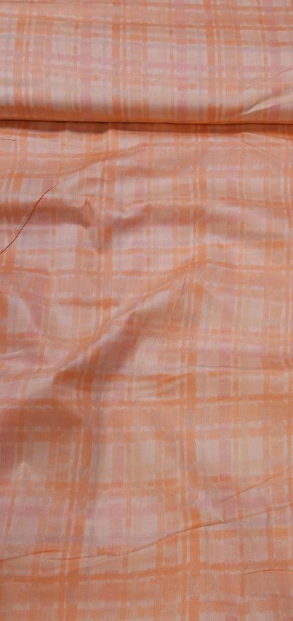 Peach Check Jaam Cotton Fabric
