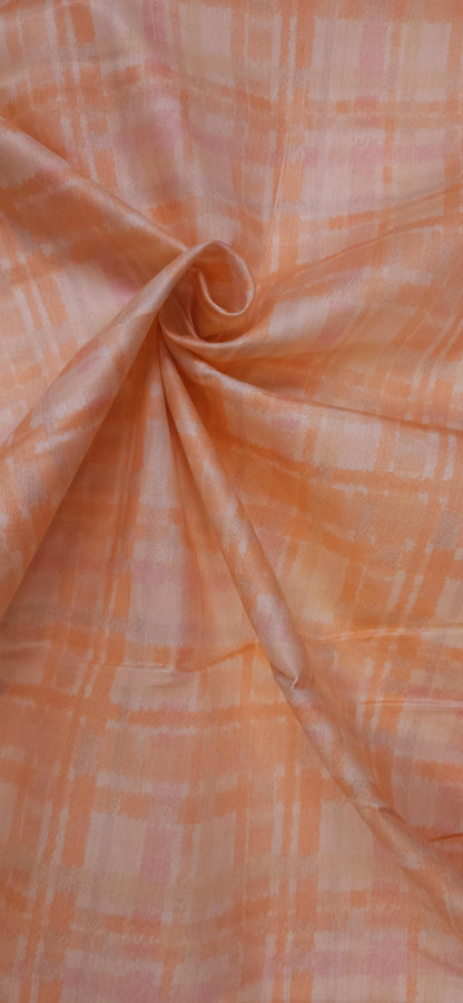 Peach Check Jaam Cotton Fabric