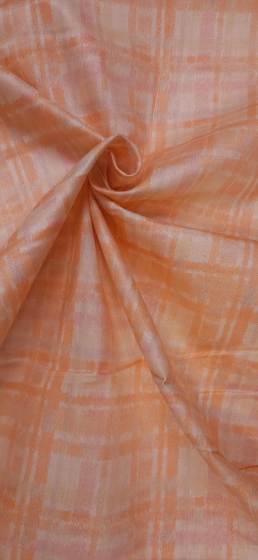 Peach Check Jaam Cotton Fabric