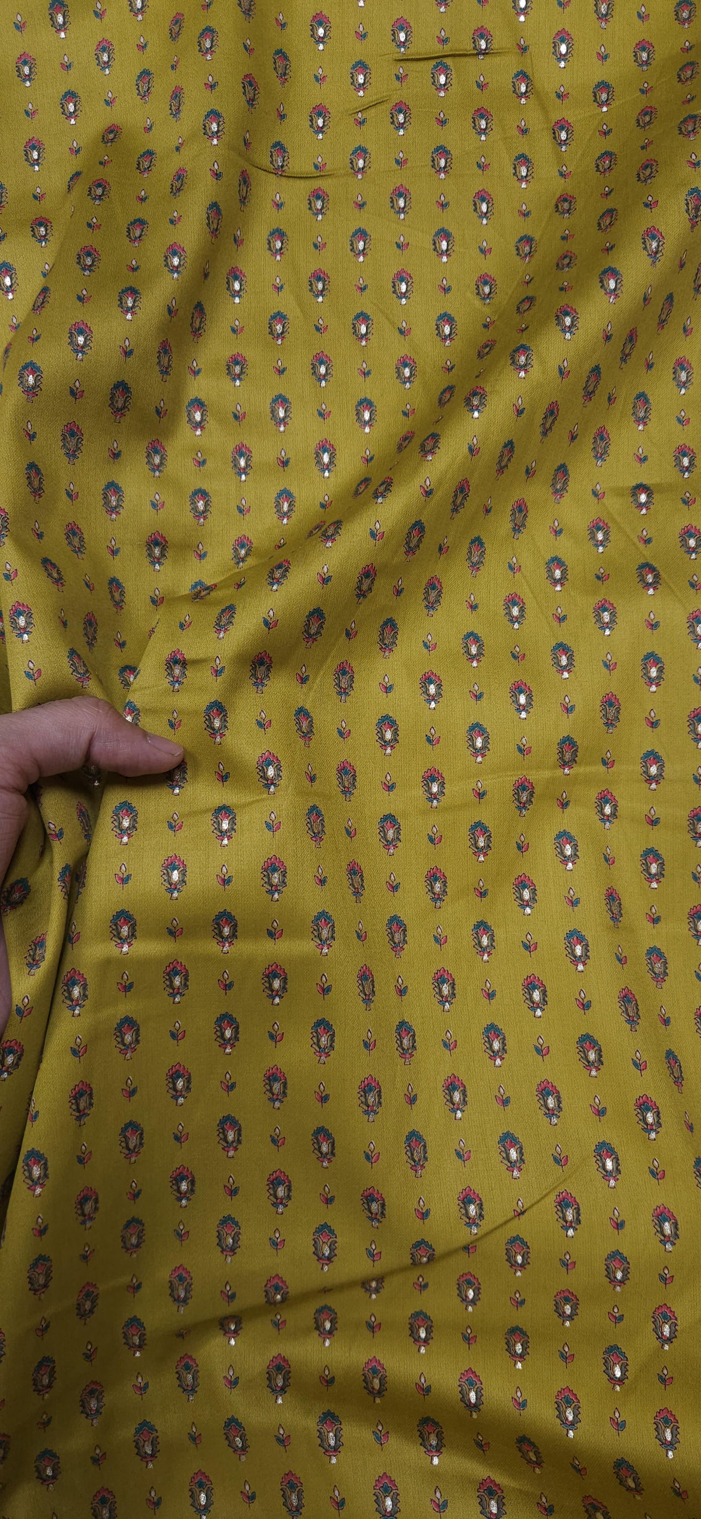 Olive Ethnic Jaam Cotton Fabric with Buta Print