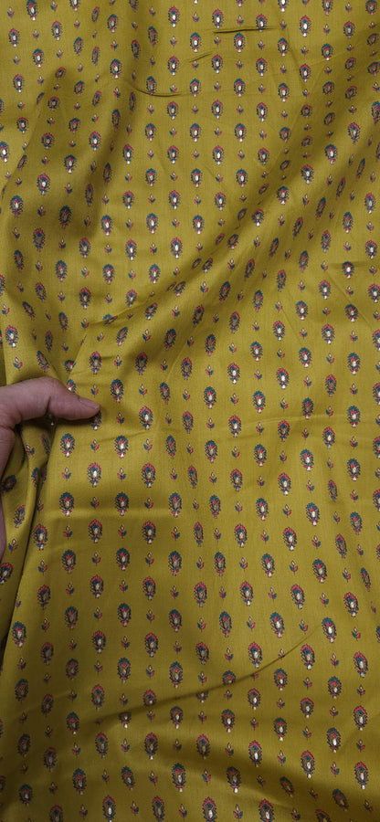 Olive Ethnic Jaam Cotton Fabric with Buta Print