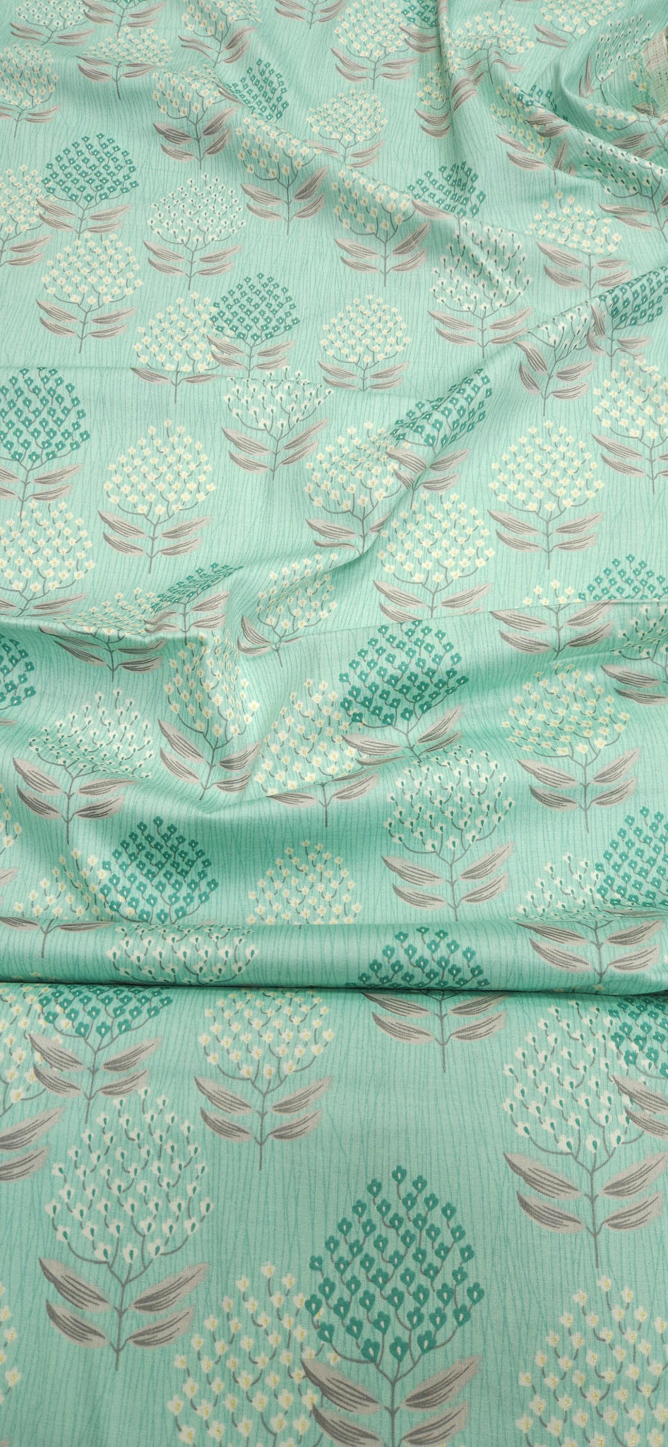 Mint Green Jaam Cotton Fabric with Minimal Floral Buta Print