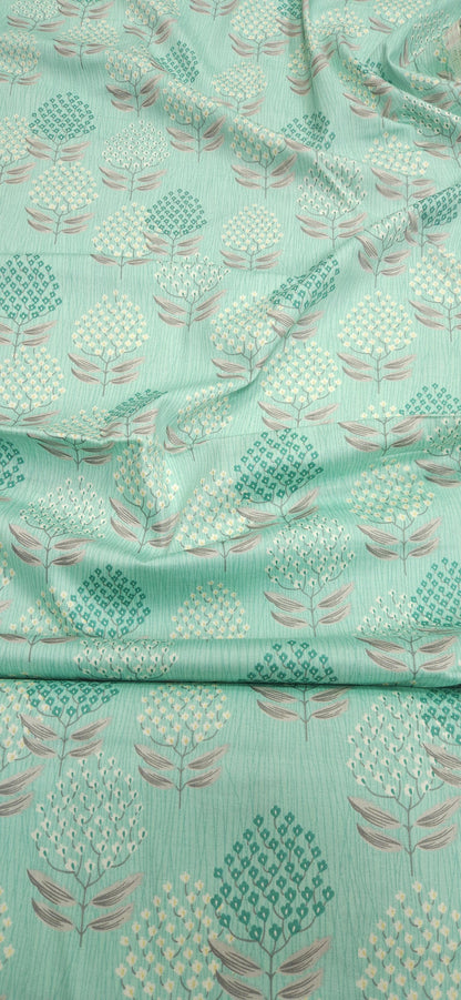 Mint Green Jaam Cotton Fabric with Minimal Floral Buta Print