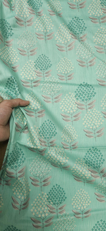 Mint Green Jaam Cotton Fabric with Minimal Floral Buta Print