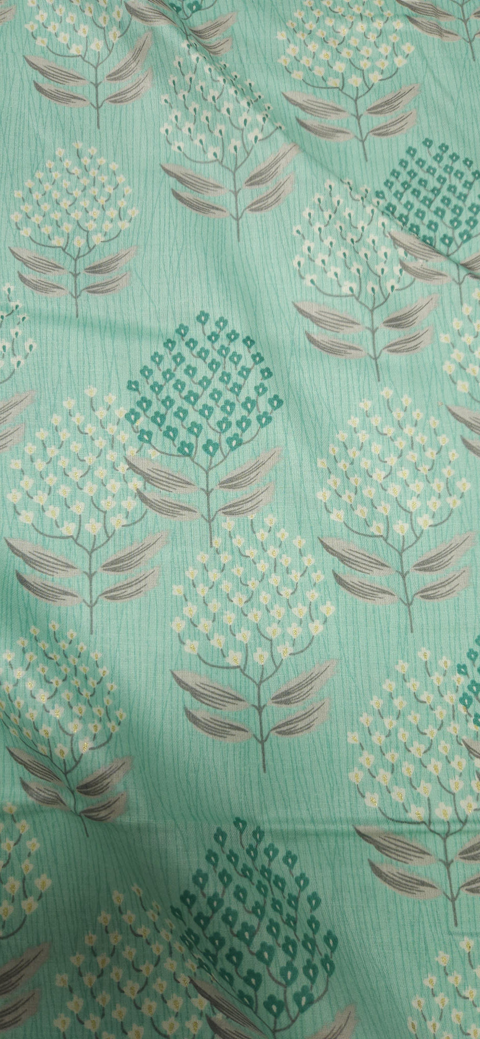 Mint Green Jaam Cotton Fabric with Minimal Floral Buta Print