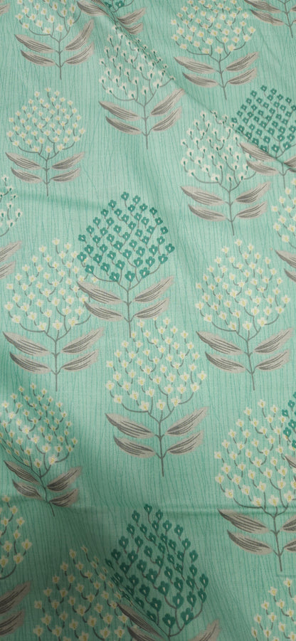 Mint Green Jaam Cotton Fabric with Minimal Floral Buta Print