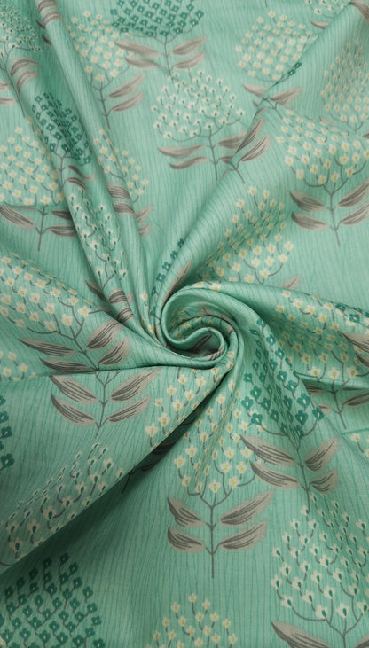 Mint Green Jaam Cotton Fabric with Minimal Floral Buta Print
