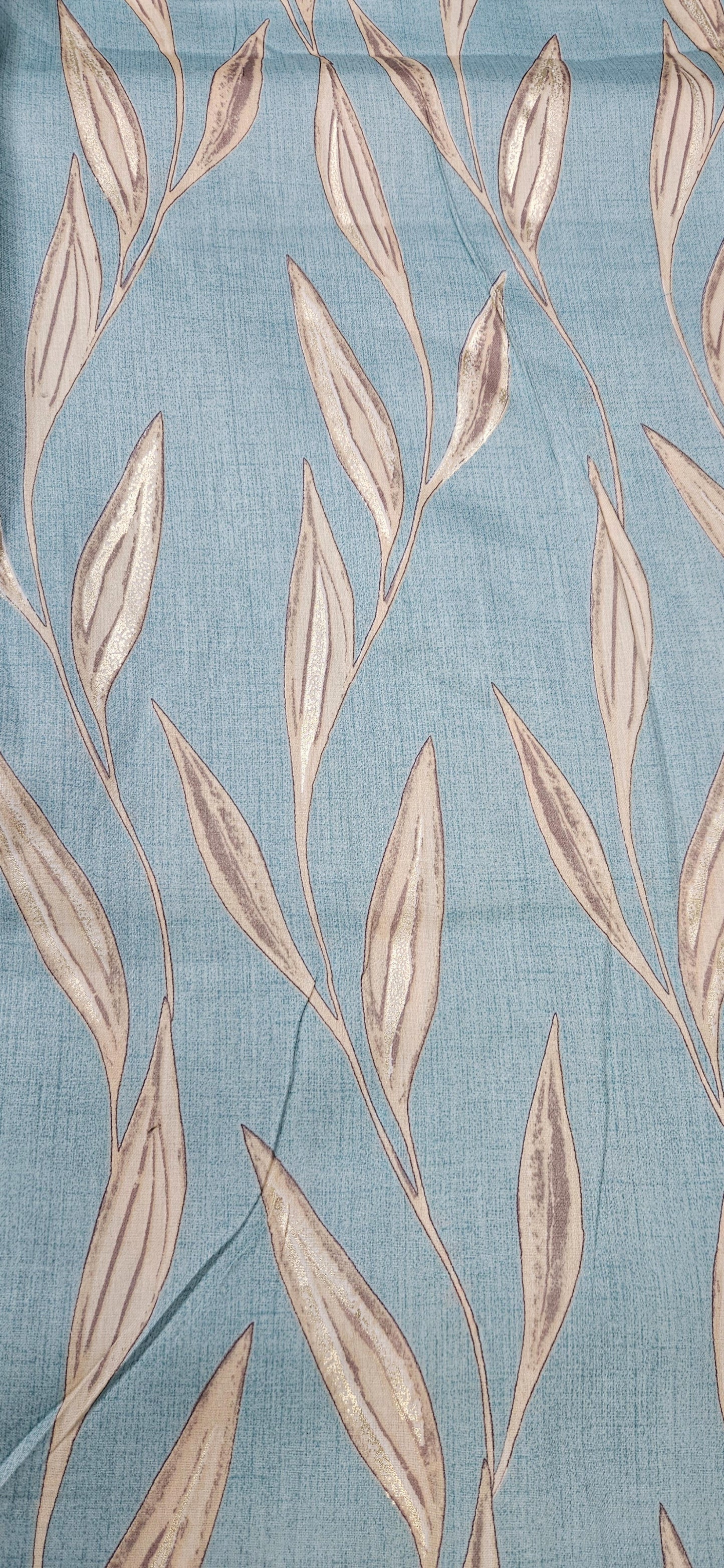 Powder Blue Jaam Cotton Fabric with Minimal Leaf Design