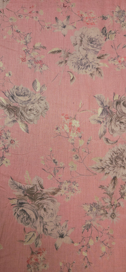 Peach Jaam Cotton Fabric with Elegant Floral Print