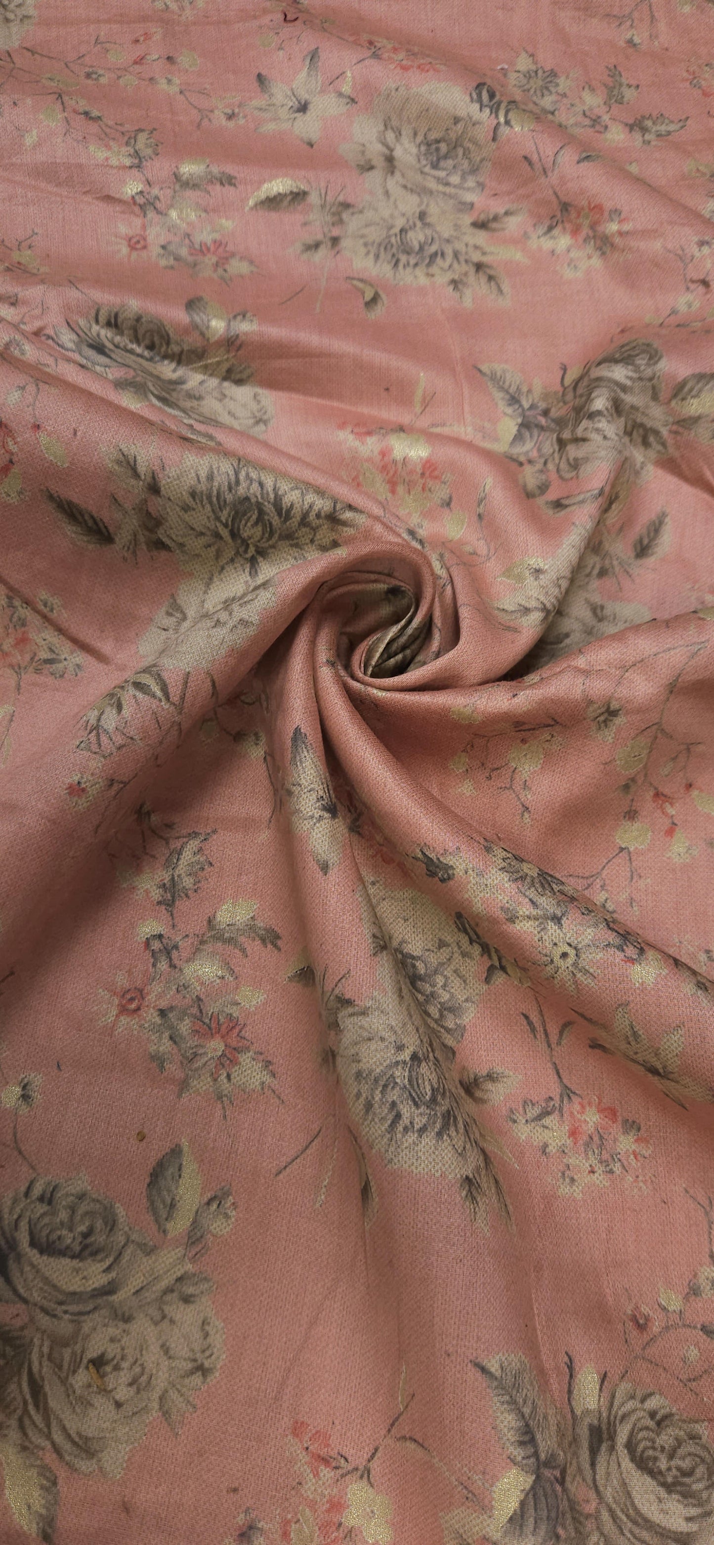 Peach Jaam Cotton Fabric with Elegant Floral Print