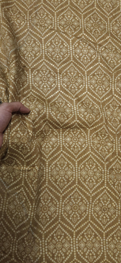 Earthy Beige Jaam Cotton Fabric with Bandhani Style Pattern