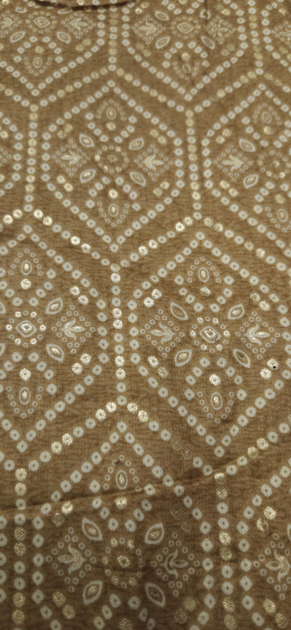 Earthy Beige Jaam Cotton Fabric with Bandhani Style Pattern