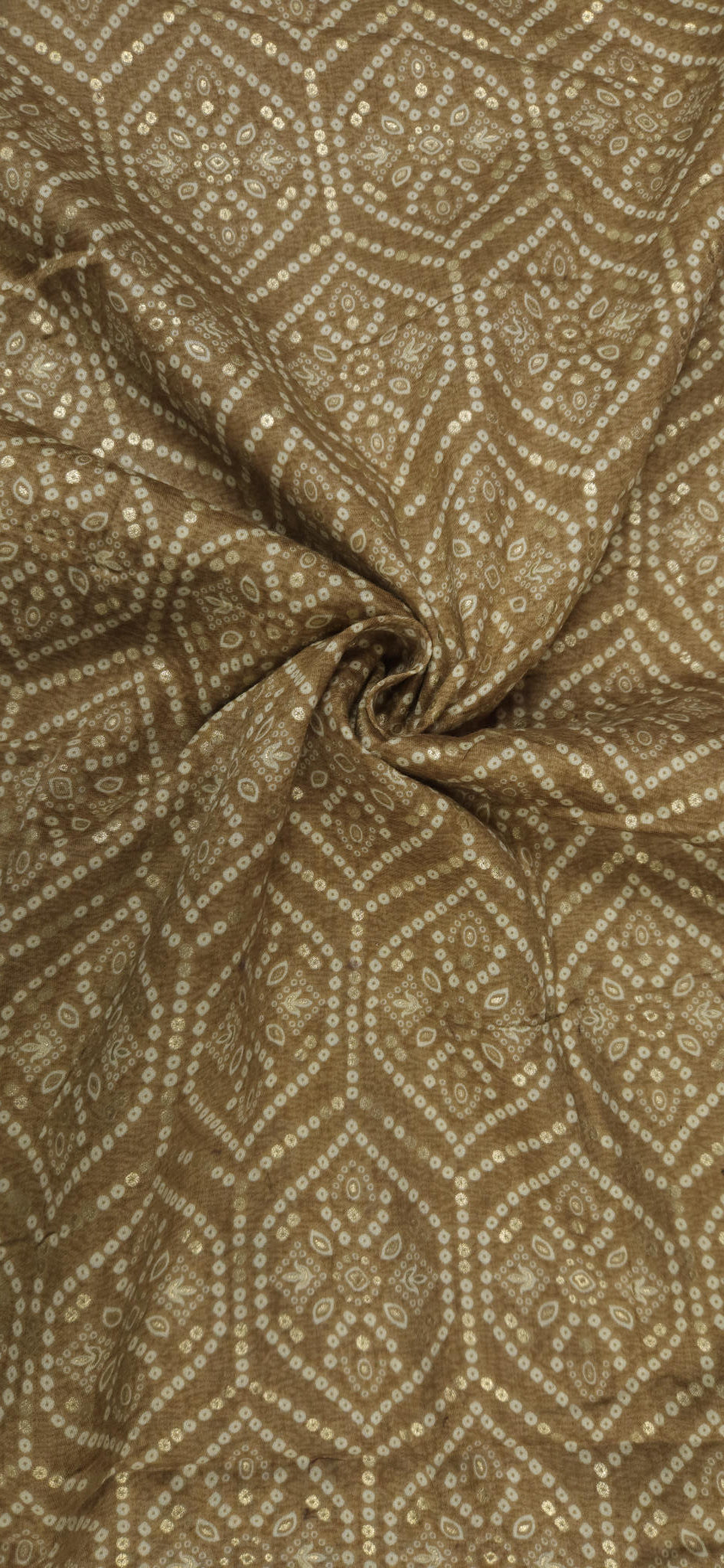 Earthy Beige Jaam Cotton Fabric with Bandhani Style Pattern