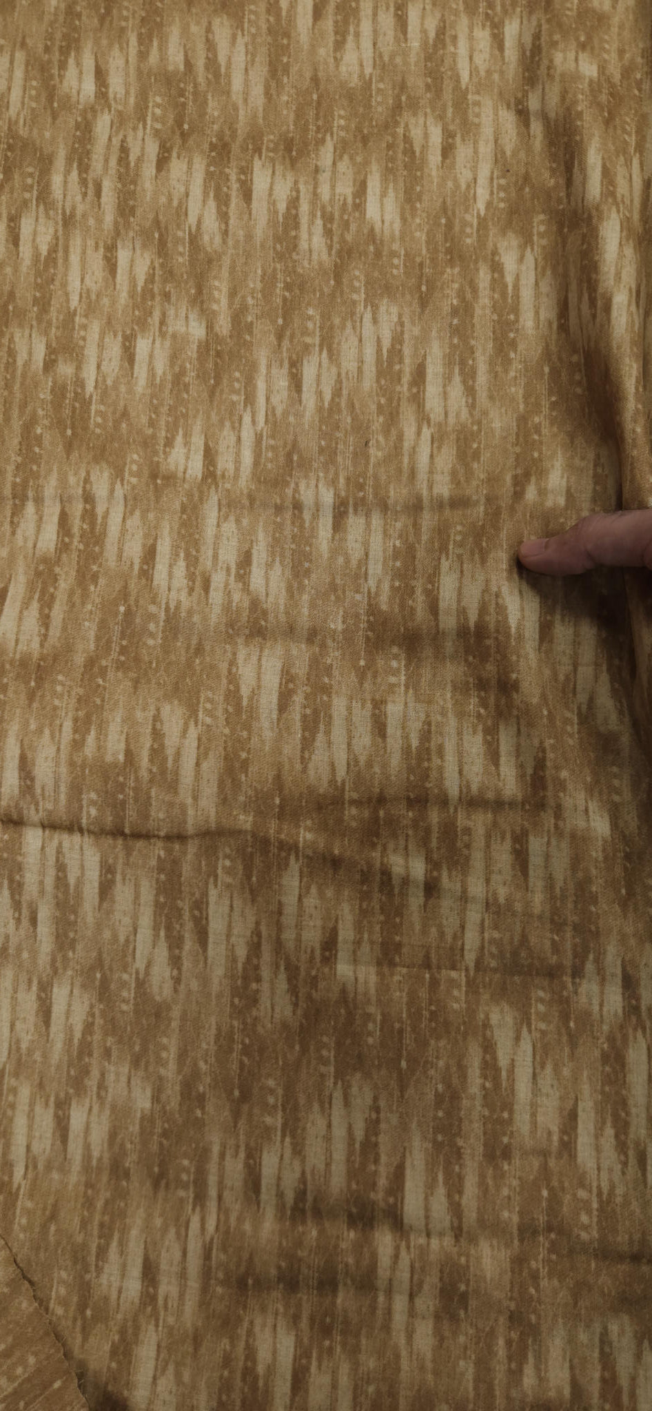 Earth Brown Jaam Cotton Fabric with Abstract Ikat Texture