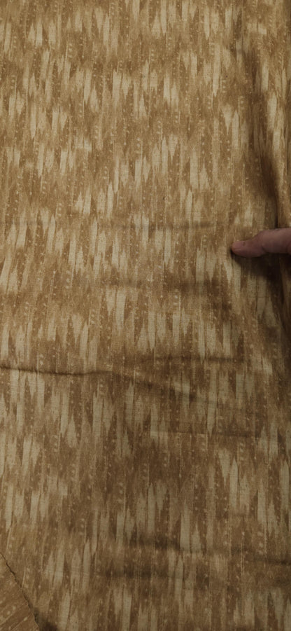 Earth Brown Jaam Cotton Fabric with Abstract Ikat Texture